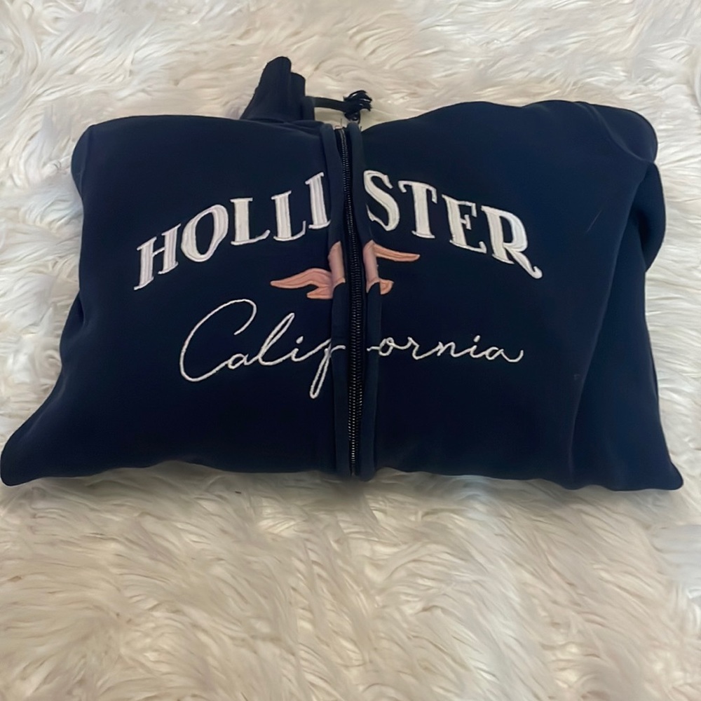 navy hollister zip up